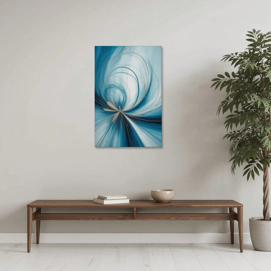 Serene Vortex Blue Abstract - Canvas Wall Art - Coffee Table - 24x36