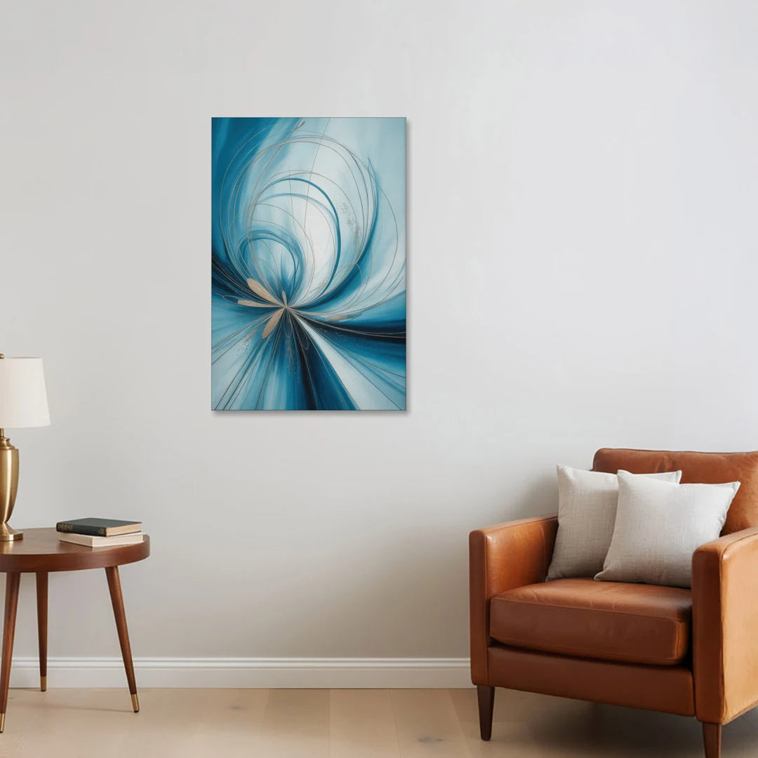 Serene Vortex Blue Abstract - Canvas Wall Art - Sofa - 24x36