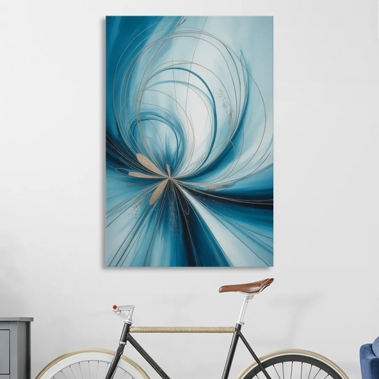 Serene Vortex Blue Abstract Living Room - Canvas Wall Art