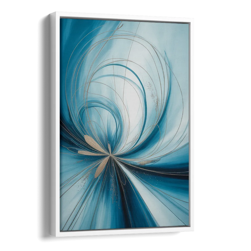 Serene Vortex Blue Abstract Side - White Canvas Wall Art