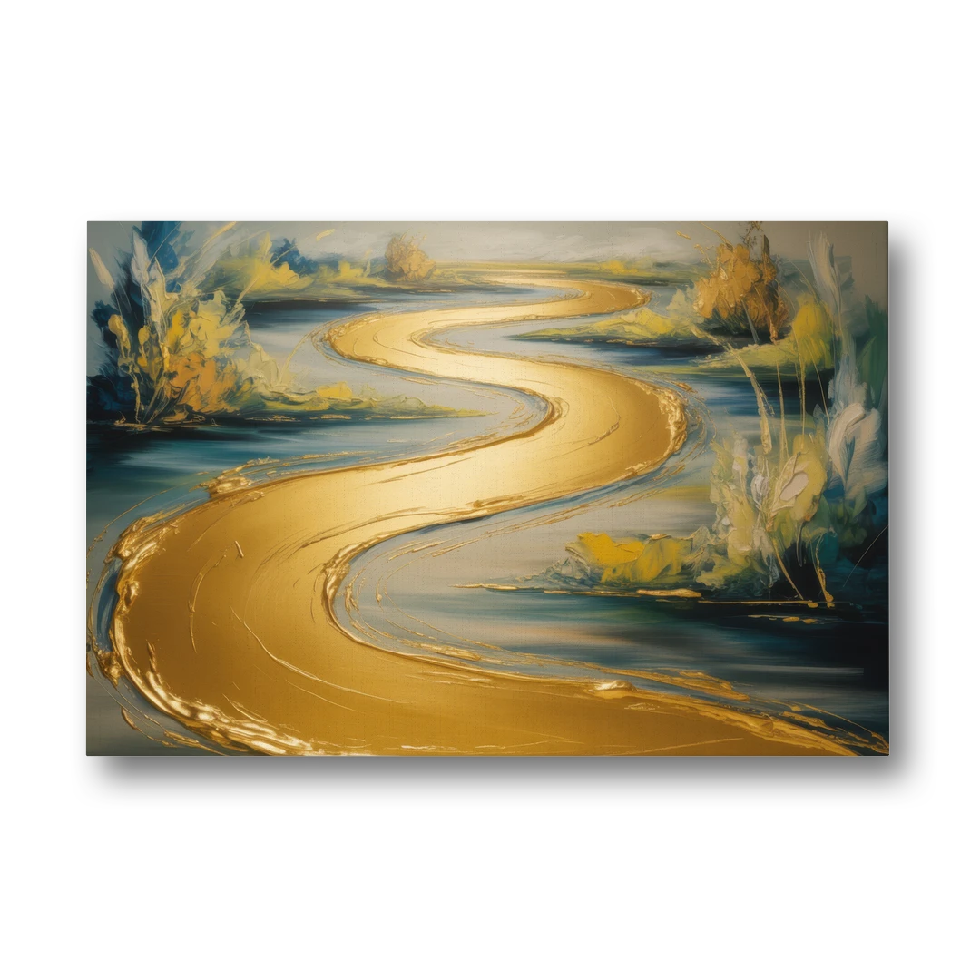 Sinuous River Gold Abstract - Canvas Wall Art - Front
