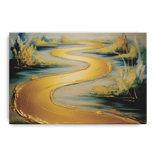 Sinuous River Gold Abstract - Canvas Wall Art