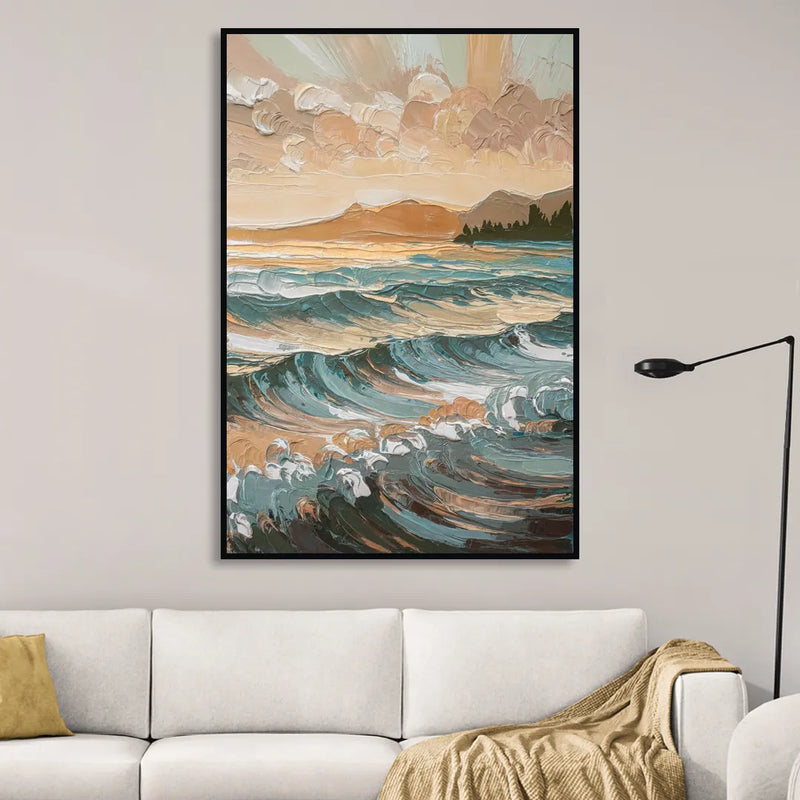 Sitka Coastal Horizon Sitting Room - Black Canvas Wall Art