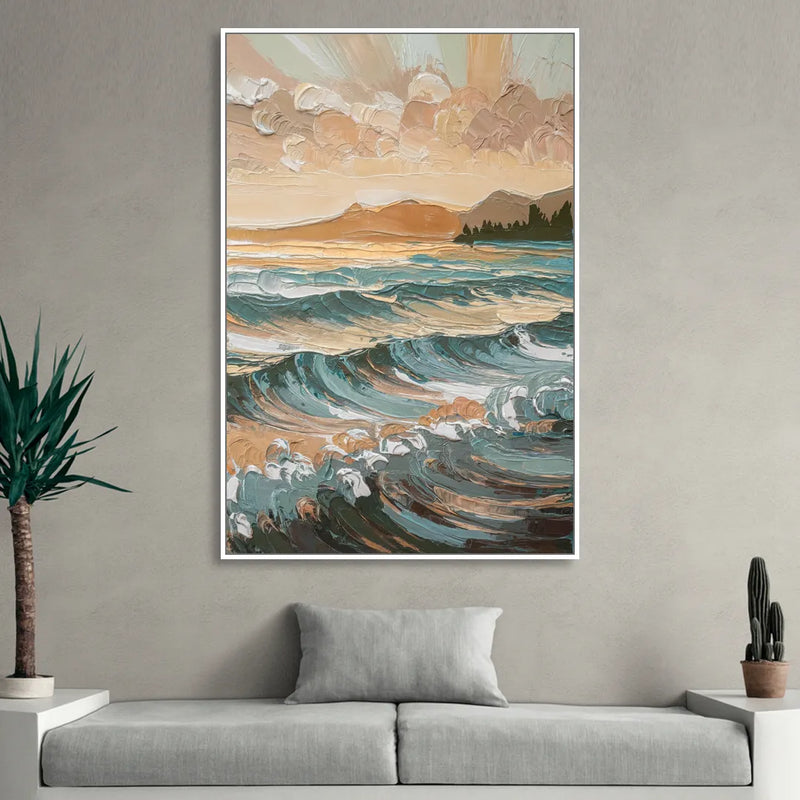Sitka Coastal Horizon Sitting Room - White Canvas Wall Art