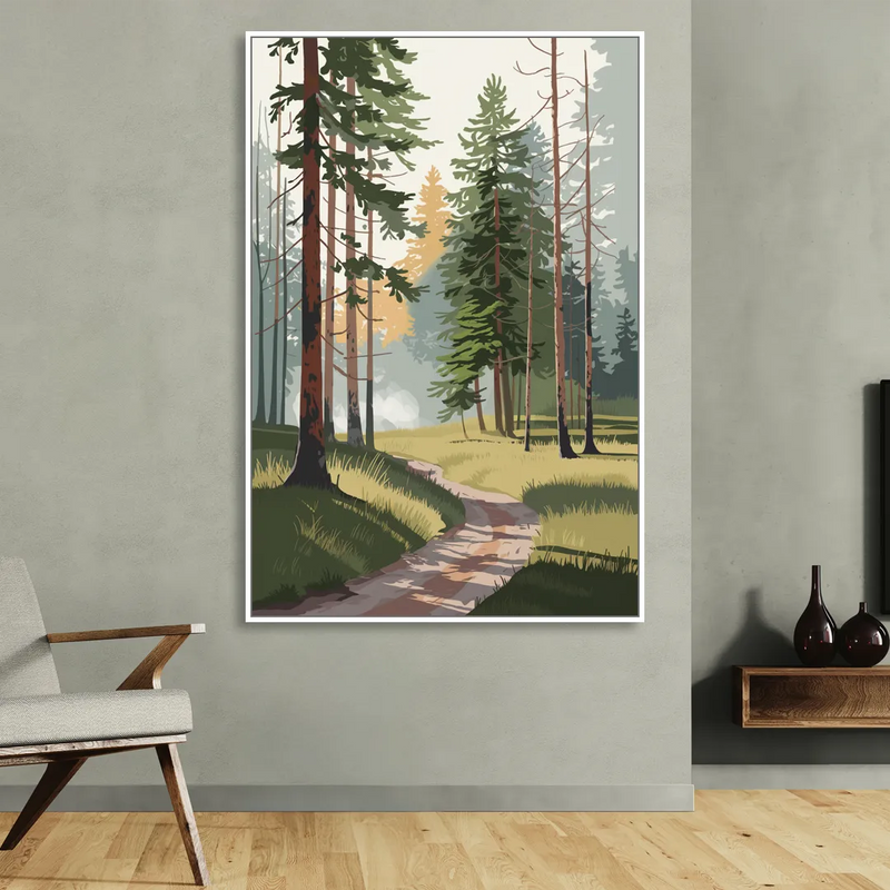 Sitka Forest Serenity Sitting Room - White Canvas Wall Art
