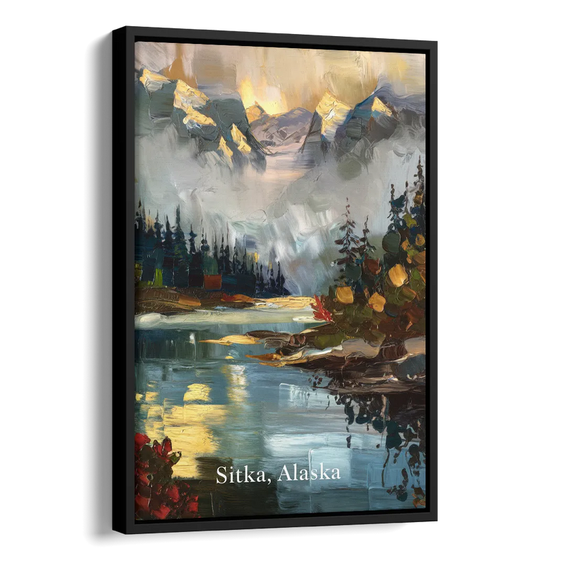 Sitka Scenic Reflections Side - Black Canvas Wall Art