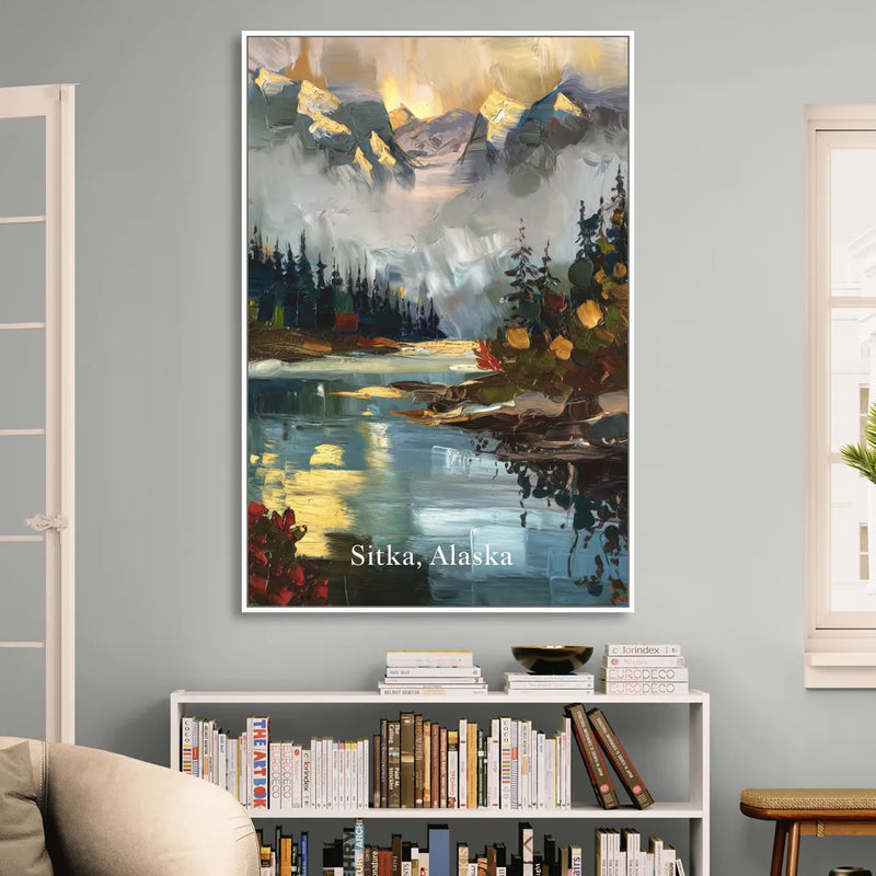 Sitka Scenic Reflections Living Room - White Canvas Wall Art