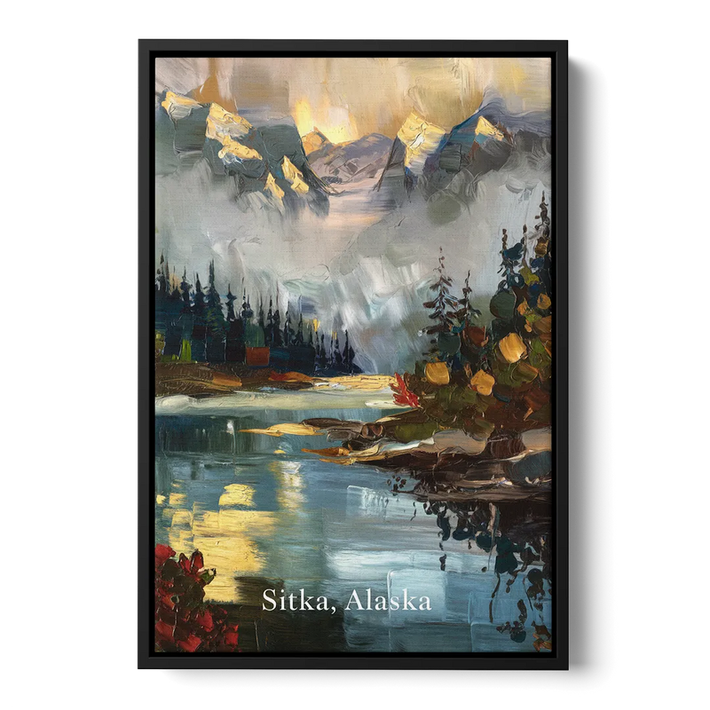 Sitka Scenic Reflections Front - Black Canvas Wall Art
