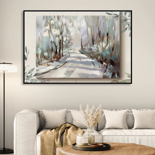 Sitka Tree Lined Trails Living Room - Black Canvas Wall Art