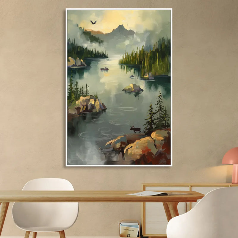 Sitka Wilderness Escape Sitting Room - White Canvas Wall Art