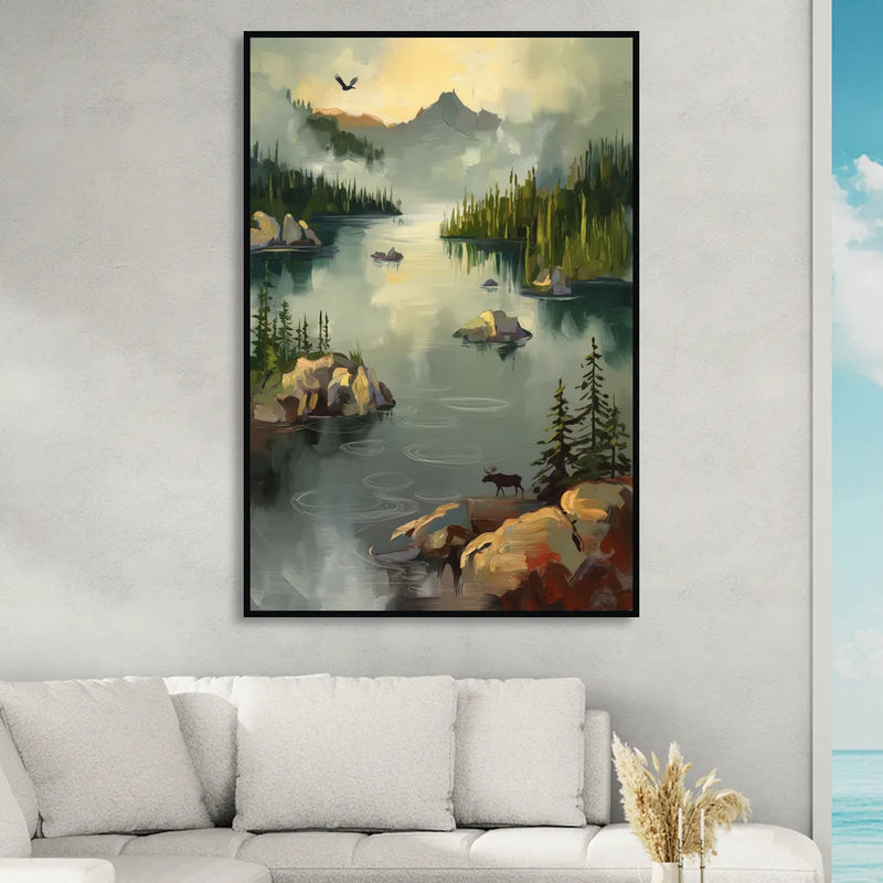 Sitka Wilderness Escape Sitting Room - Black Canvas Wall Art