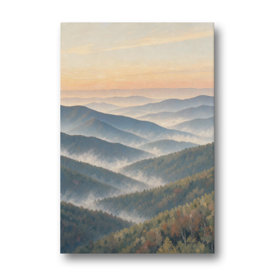 Smoky Mountains at Misty Dawn - Canvas Wall Art - Front