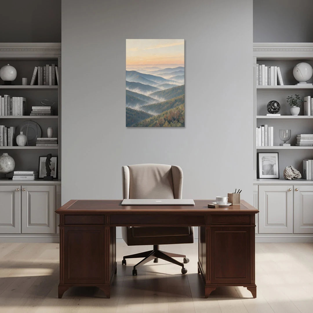 Smoky Mountains at Misty Dawn - Canvas Wall Art - Office - 24x36