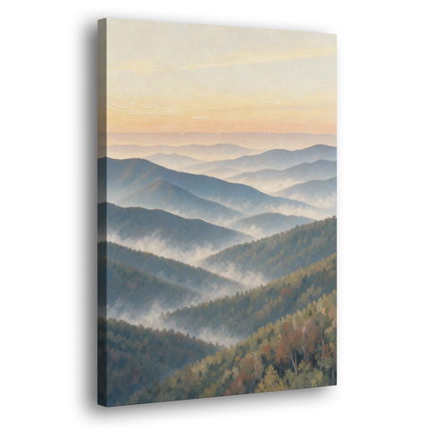 Smoky Mountains at Misty Dawn for the Living Room - Canvas Wall Art