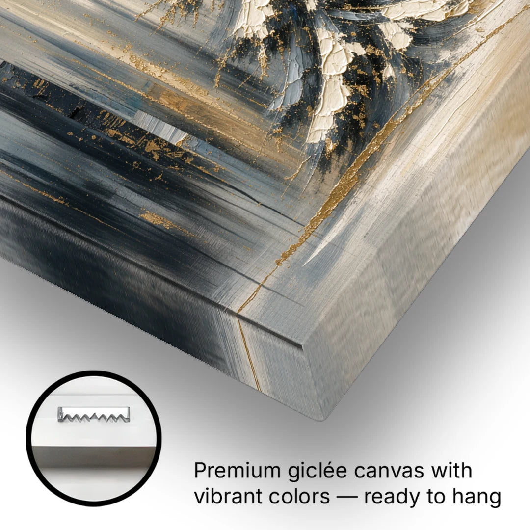 Snowy Forest Painting with Gold Flecks - Canvas Wall Art - Gallery Wrap Corner