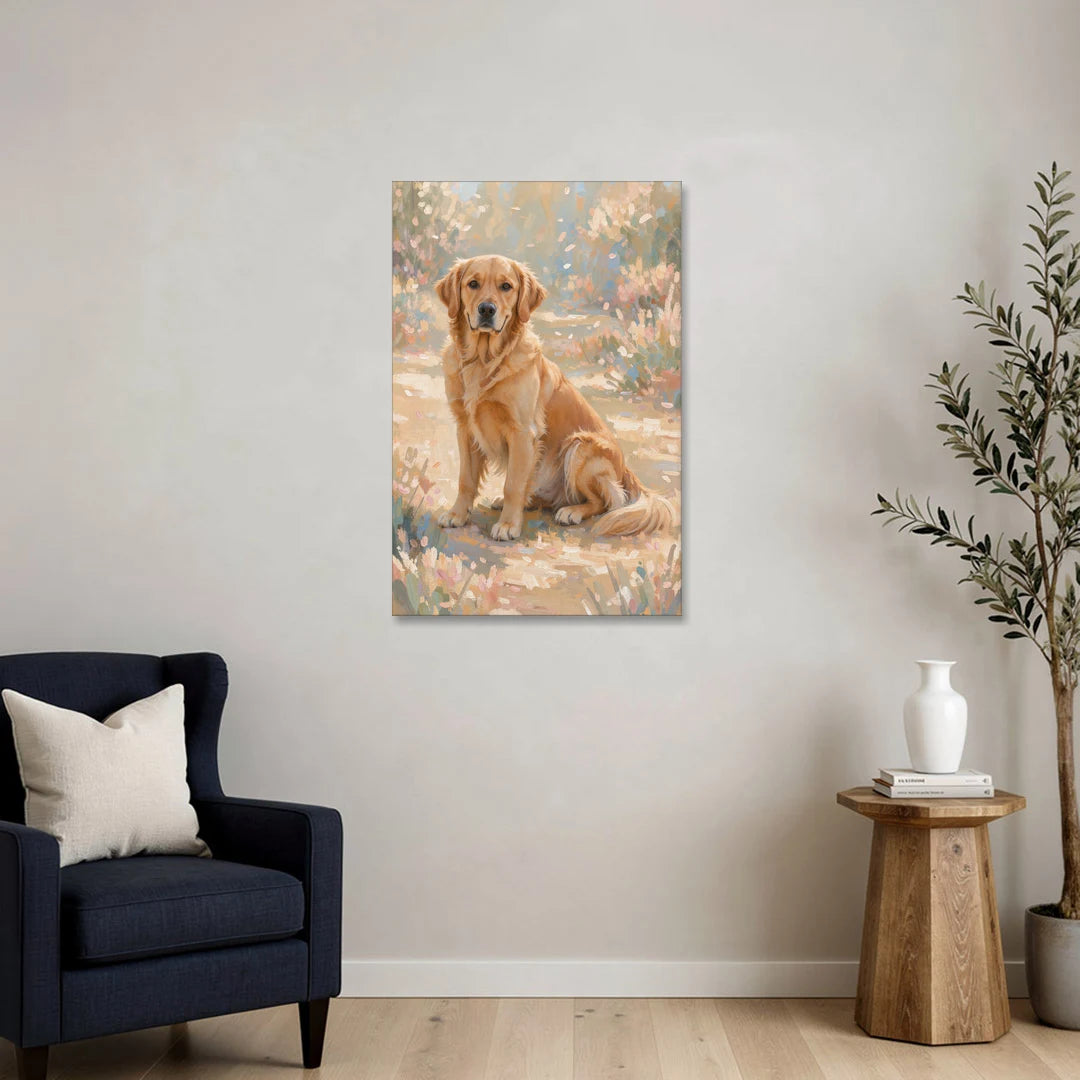 Soft Light Golden Retriever Oil Painting - Canvas Wall Art - Sofa - 24x36