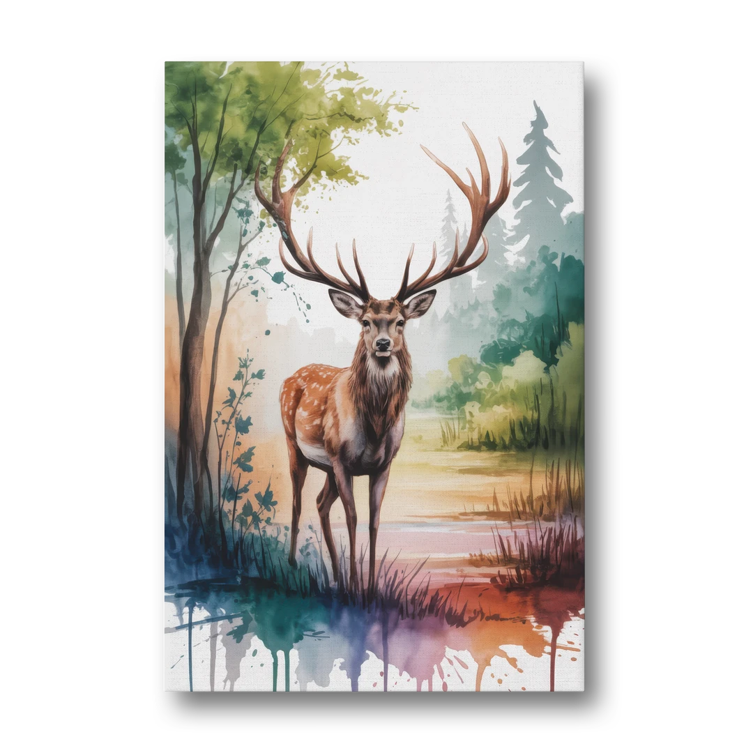 Soft Watercolor Deer - Canvas Wall Art - Front