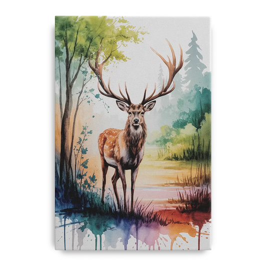 Soft Watercolor Deer - Canvas Wall Art