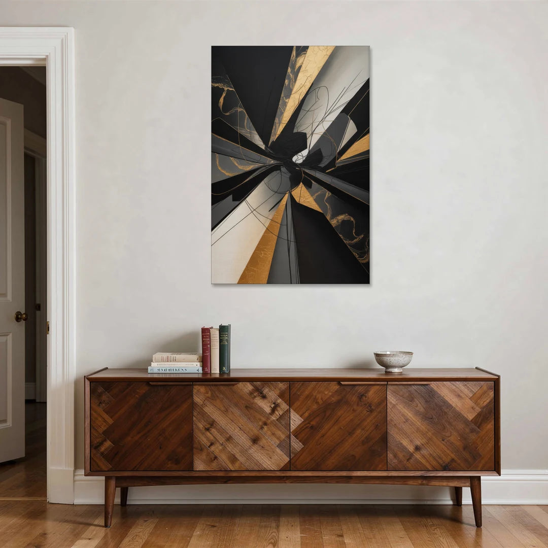 Sophisticated Enigma Black Abstract - Canvas Wall Art - Coffee Table - 32x48