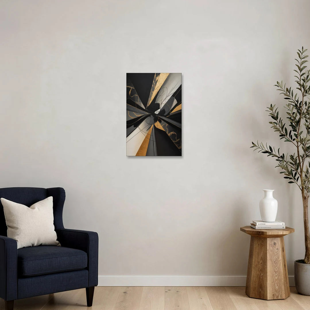 Sophisticated Enigma Black Abstract - Canvas Wall Art - Sofa - 16x24