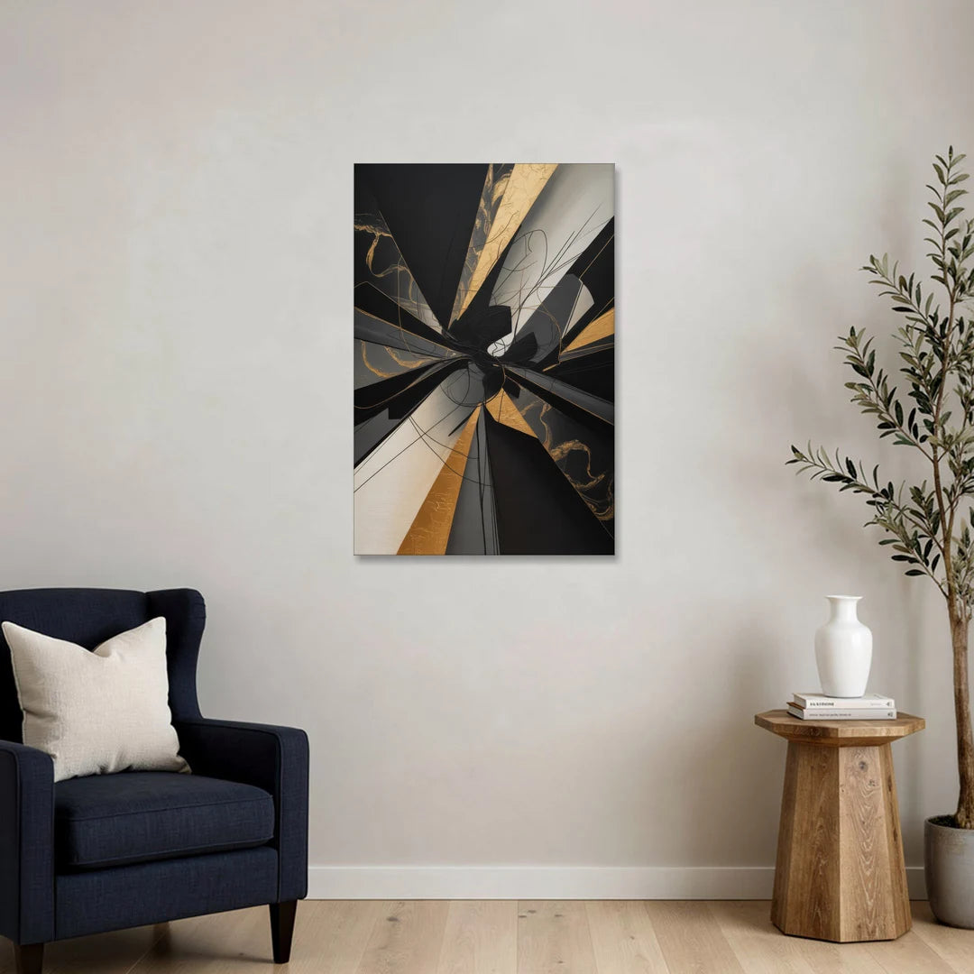 Sophisticated Enigma Black Abstract - Canvas Wall Art - Sofa - 24x36