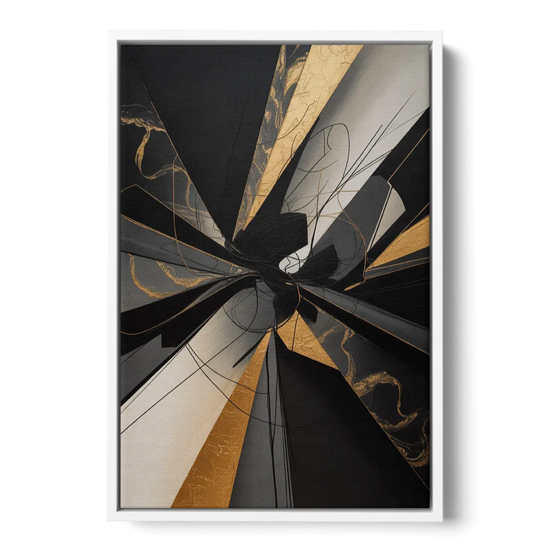 Sophisticated Enigma Black Abstract Front - White Canvas Wall Art