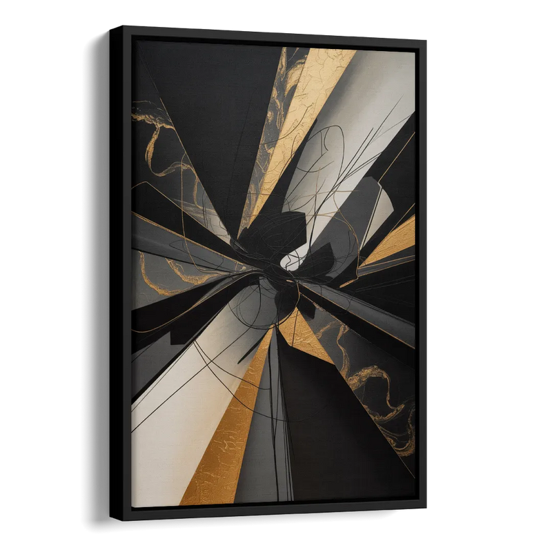 Sophisticated Enigma Black Abstract Side - Black Canvas Wall Art