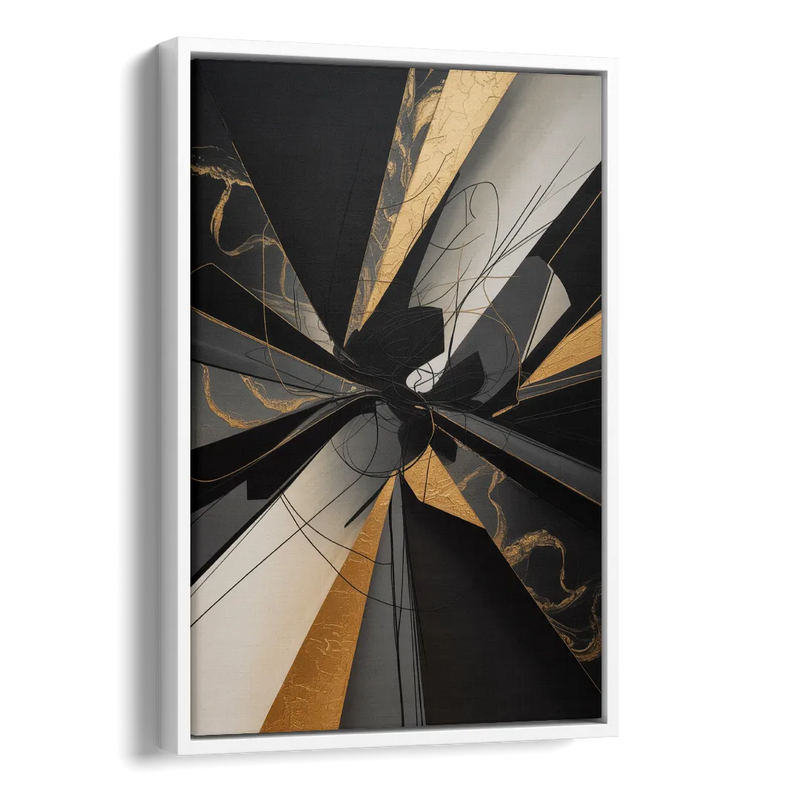 Sophisticated Enigma Black Abstract Side - White Canvas Wall Art