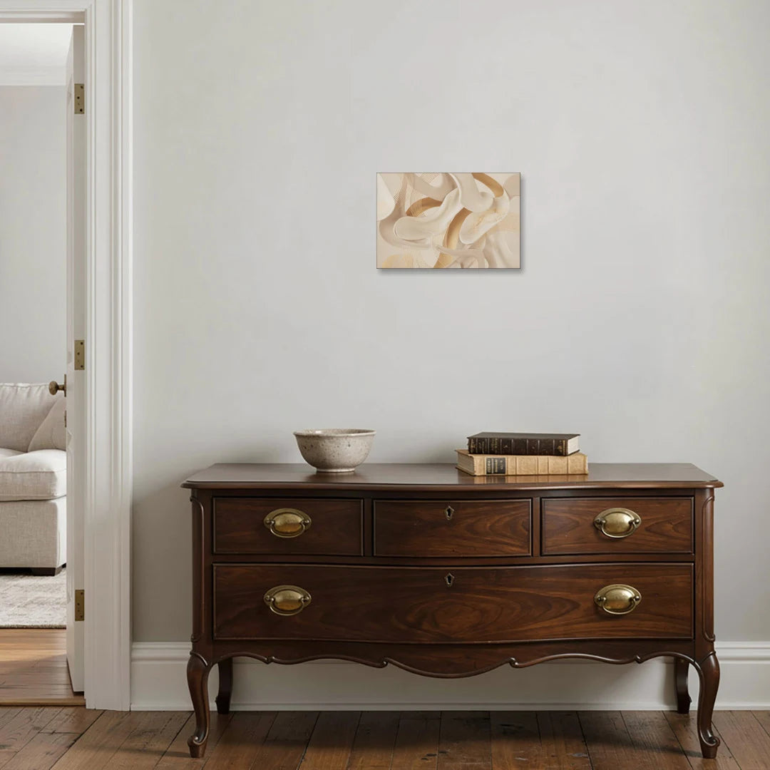 Sophisticated Fluidity Beige Abstract - Canvas Wall Art - Coffee Table - 18x12