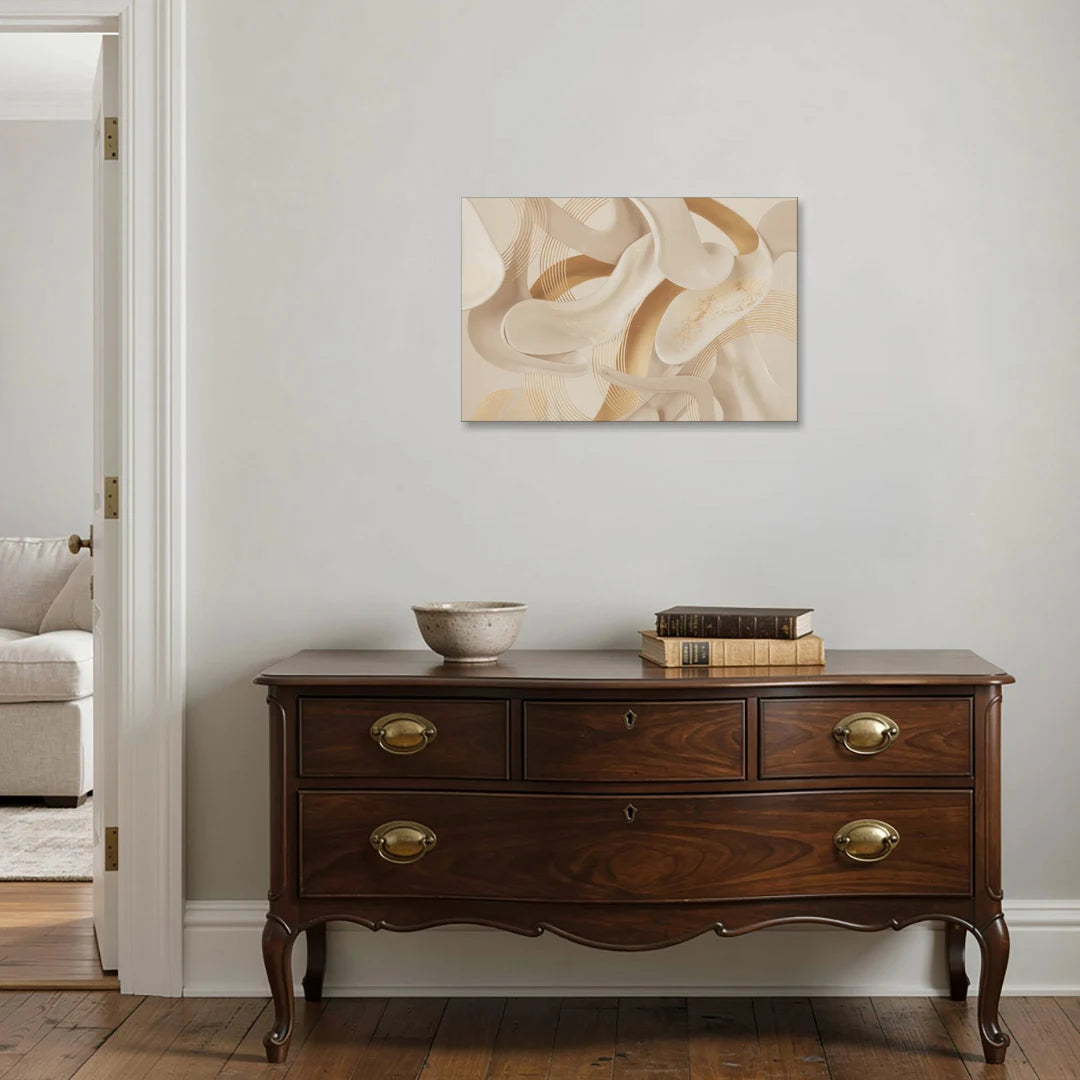 Sophisticated Fluidity Beige Abstract - Canvas Wall Art - Coffee Table - 30x20