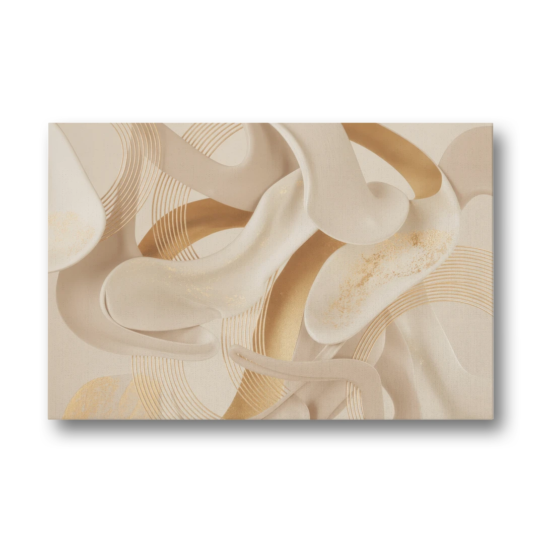 Sophisticated Fluidity Beige Abstract - Canvas Wall Art - Front