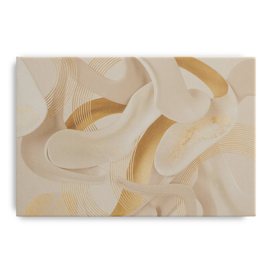 Sophisticated Fluidity Beige Abstract - Canvas Wall Art