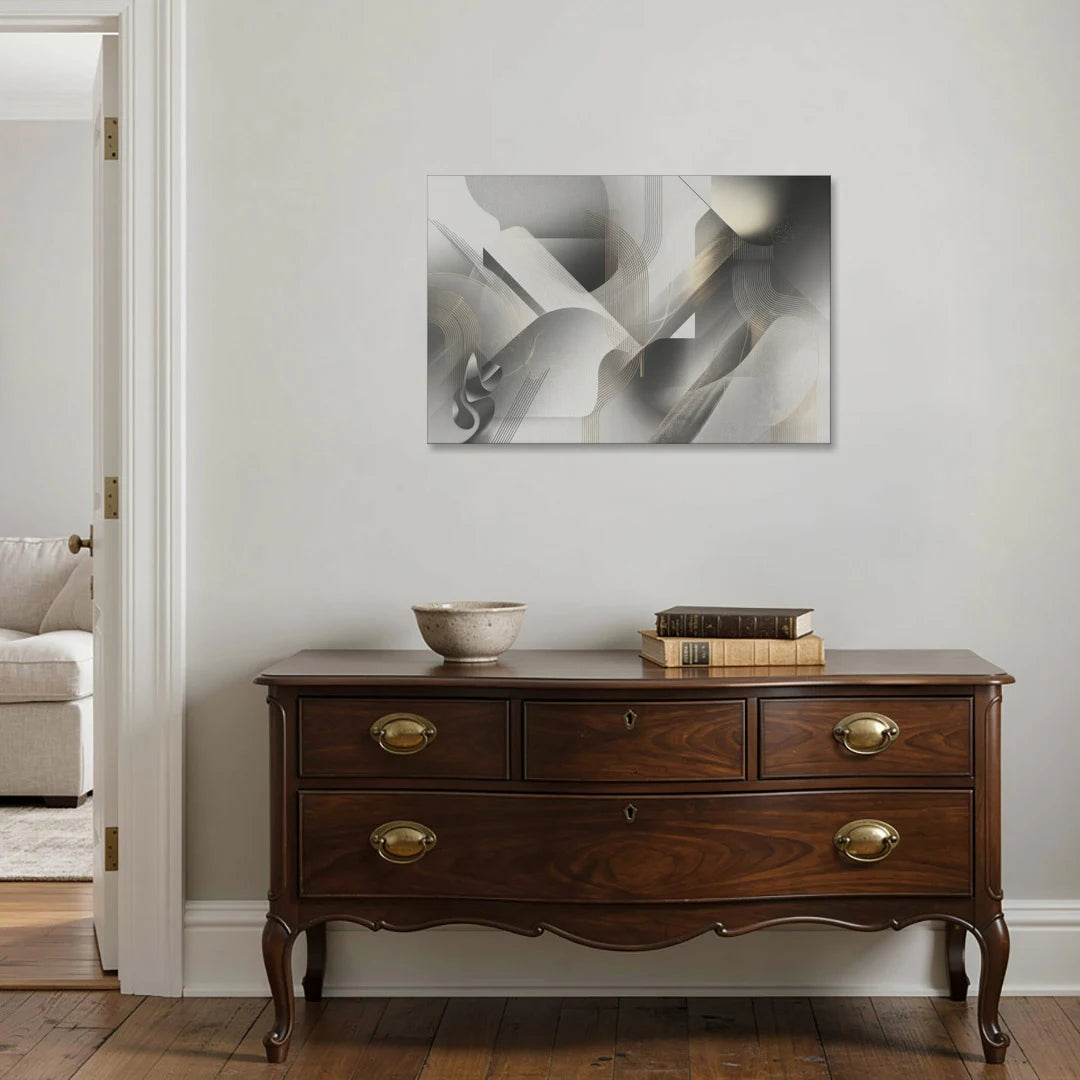 Sophisticated Fluidity Grey and White Abstract - Canvas Wall Art - Coffee Table - 36x24