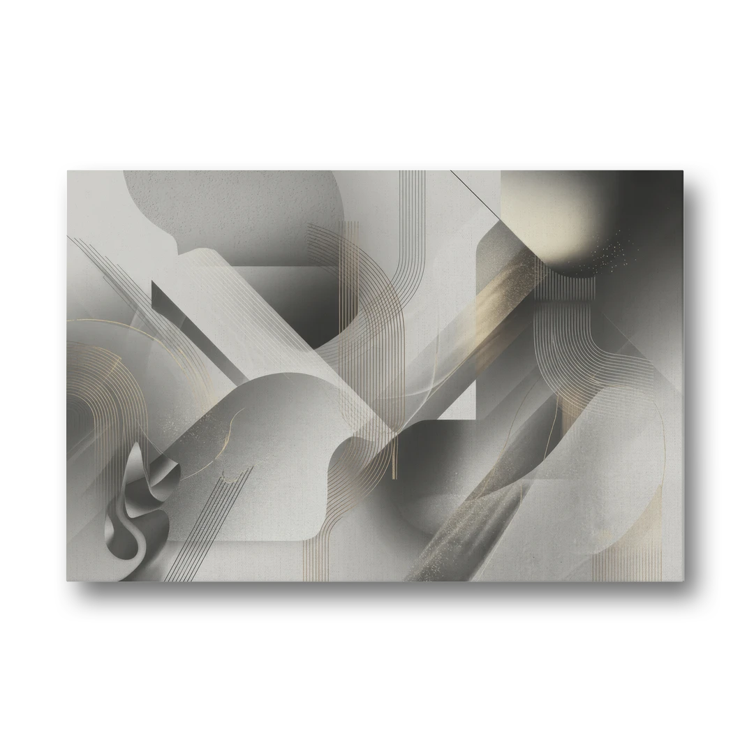 Sophisticated Fluidity Grey and White Abstract - Canvas Wall Art - Front
