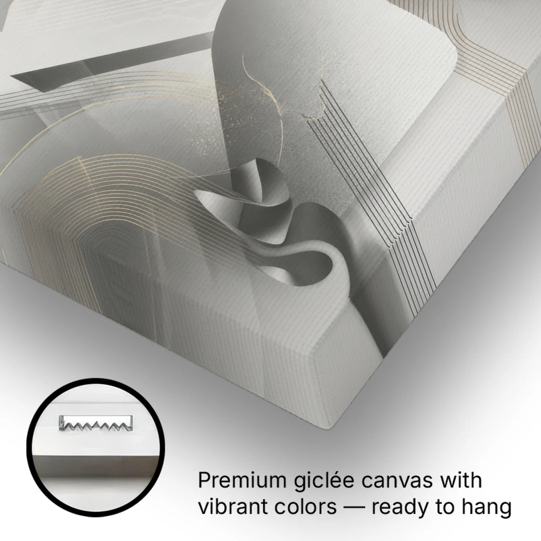 Sophisticated Fluidity Grey and White Abstract - Canvas Wall Art - Gallery Wrap Corner