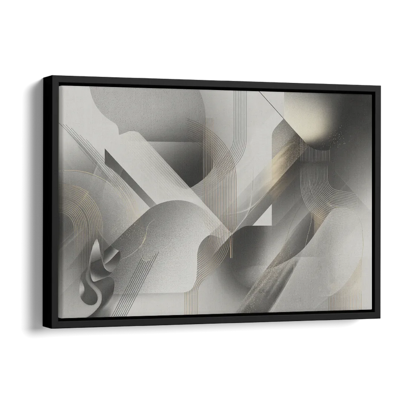 Sophisticated Fluidity Grey and White Abstract Side - Black Canvas Wall Art