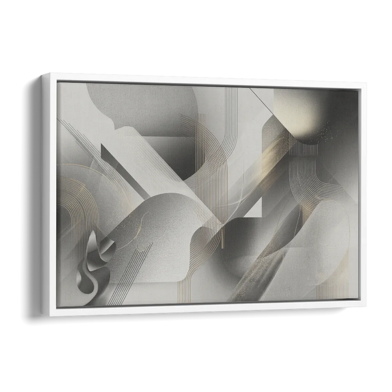 Sophisticated Fluidity Grey and White Abstract Side - White Canvas Wall Art
