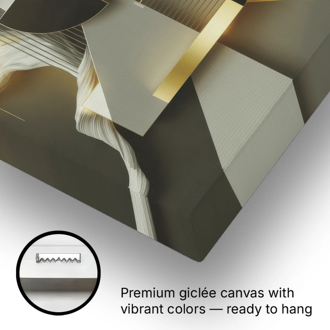 Sophisticated Geometric Fusion Yellow and Grey Abstract - Canvas Wall Art - Gallery Wrap Corner