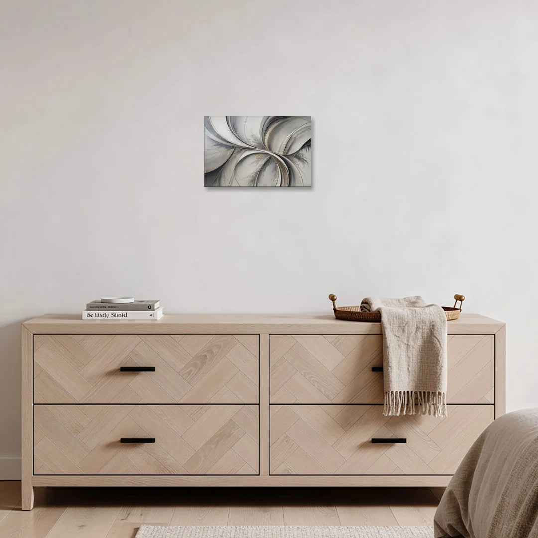 Sophisticated Harmony Grey and White Abstract - Canvas Wall Art - Coffee Table - 18x12