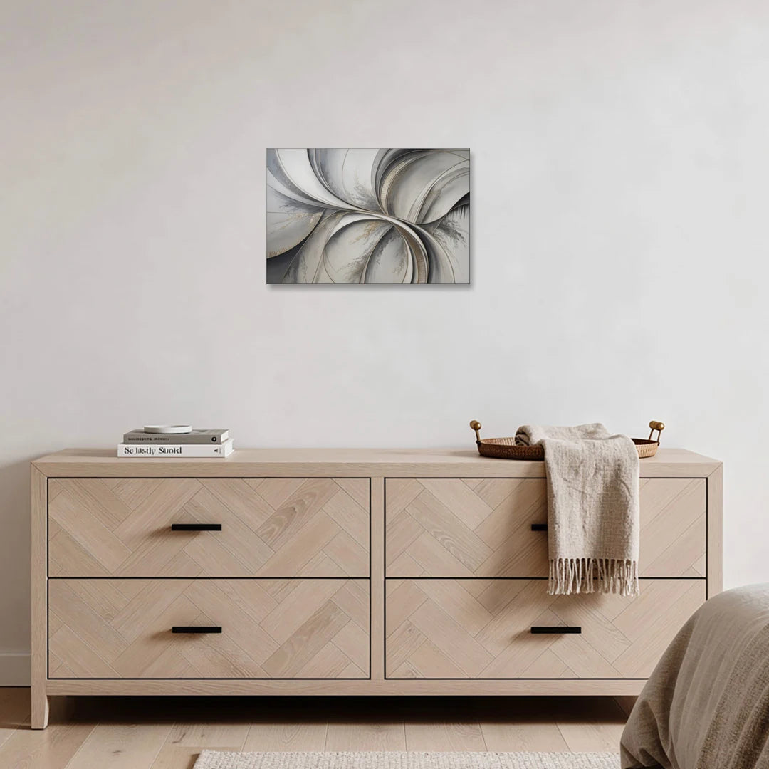 Sophisticated Harmony Grey and White Abstract - Canvas Wall Art - Coffee Table - 24x16