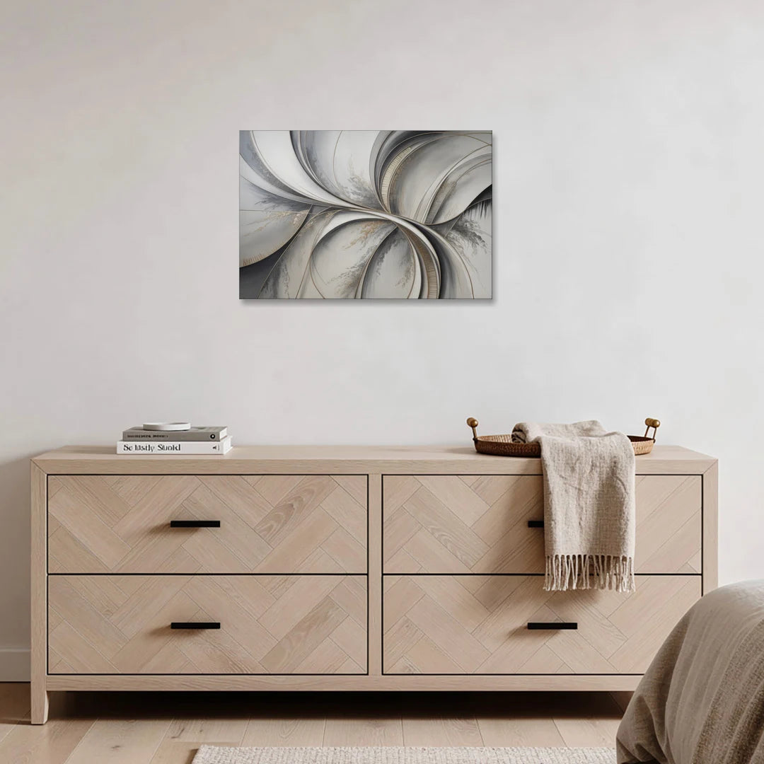 Sophisticated Harmony Grey and White Abstract - Canvas Wall Art - Coffee Table - 30x20