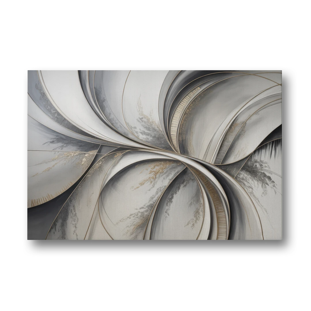 Sophisticated Harmony Grey and White Abstract - Canvas Wall Art - Front