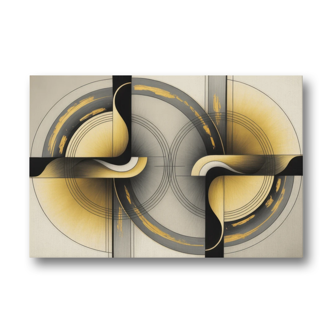 Sophisticated Harmony Yellow and Grey Abstract - Canvas Wall Art - Front
