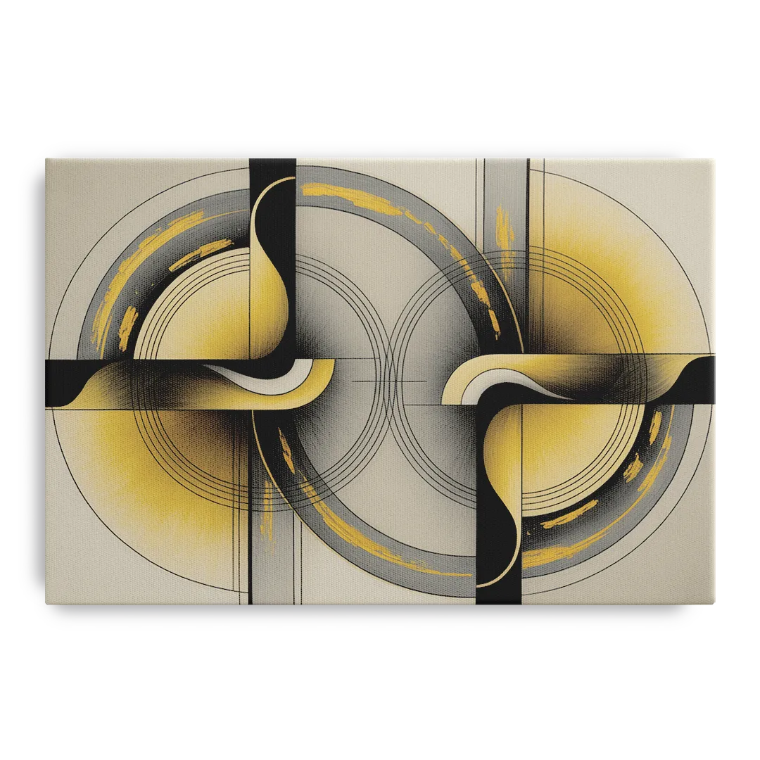 Sophisticated Harmony Yellow and Grey Abstract - Canvas Wall Art