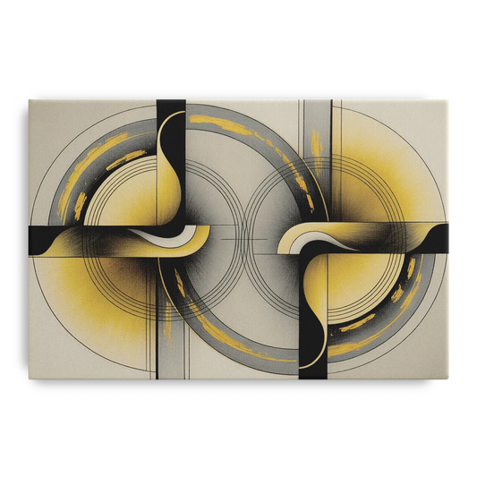 Sophisticated Harmony Yellow and Grey Abstract - Canvas Wall Art