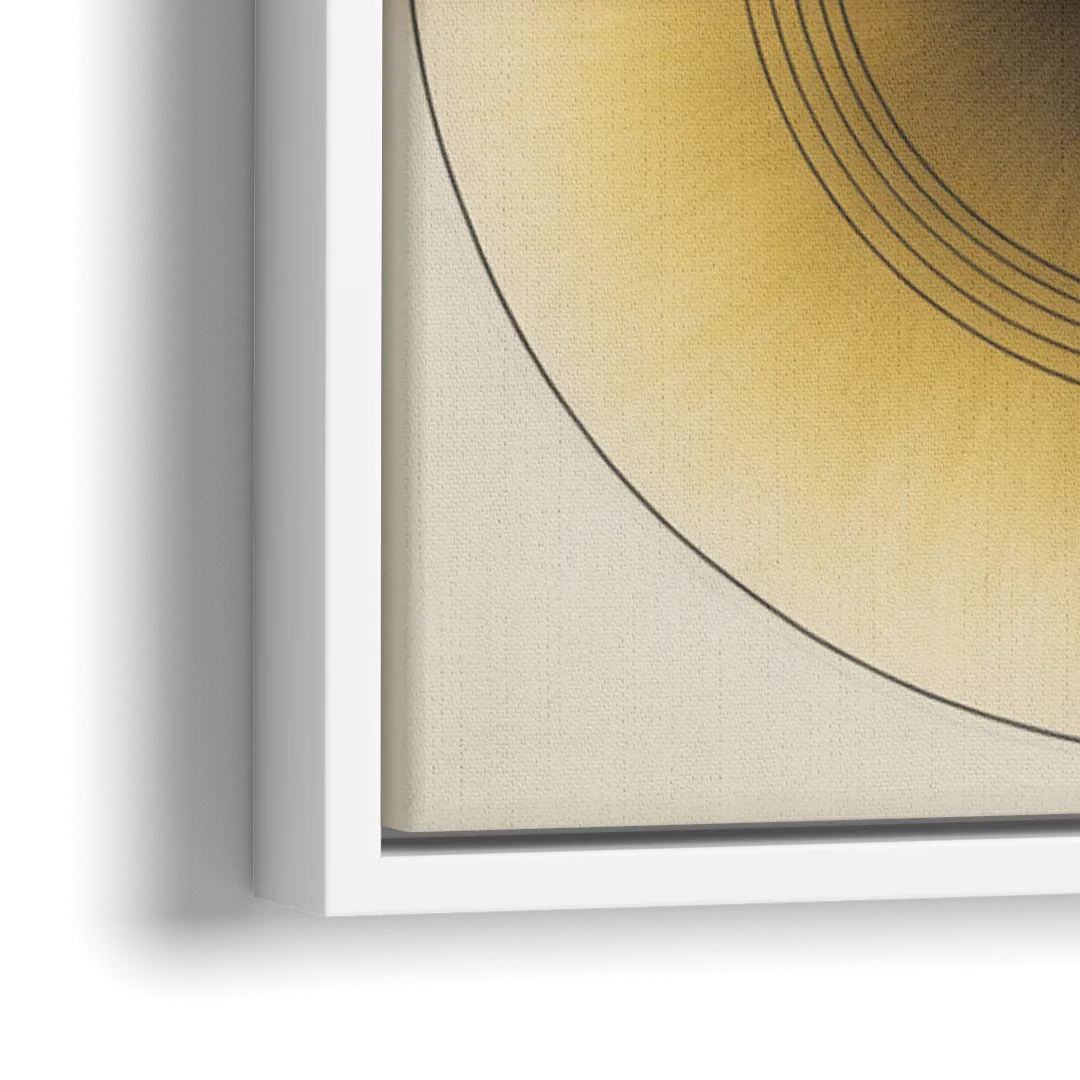 Sophisticated Harmony Yellow and Grey Abstract - Close-Up White Frame Canvas
