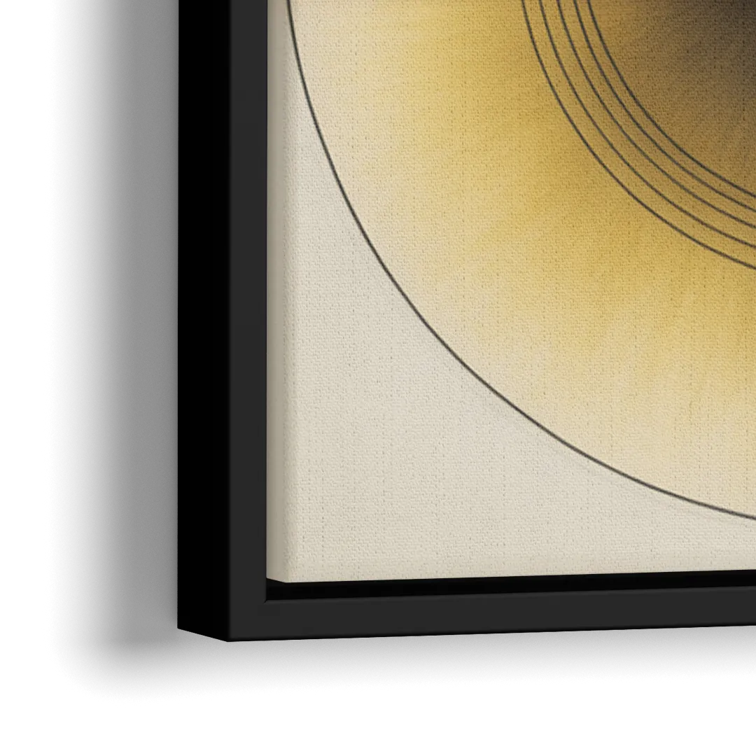 Sophisticated Harmony Yellow and Grey Abstract - Close-Up Black Frame Canvas