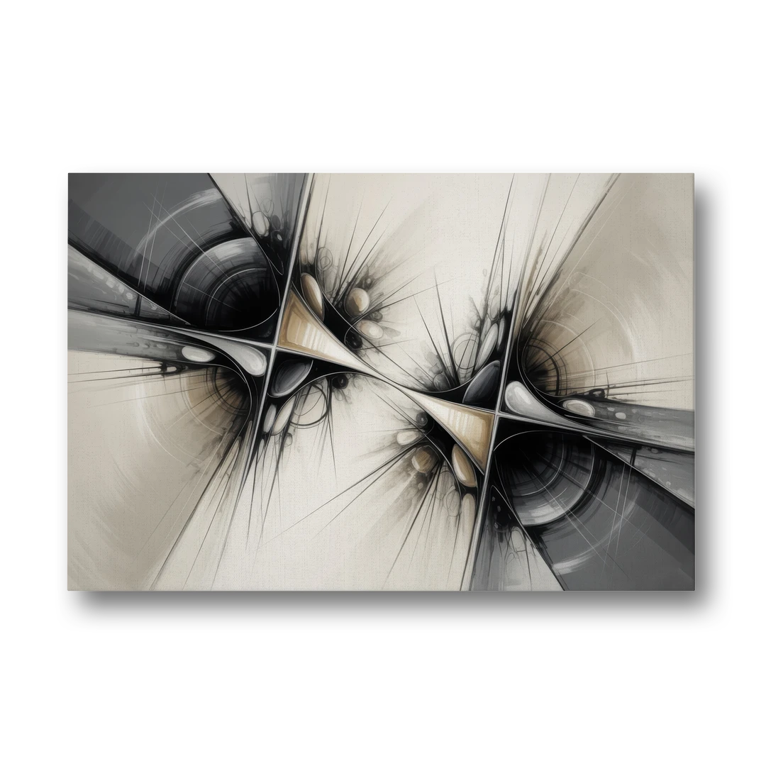 Sophisticated Interwoven Forms Black and White Abstract - Canvas Wall Art - Front