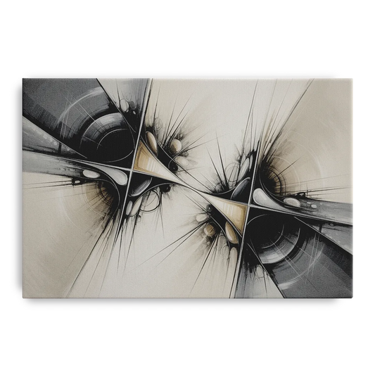 Sophisticated Interwoven Forms Black and White Abstract - Canvas Wall Art