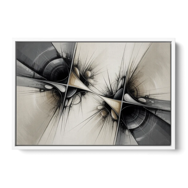Sophisticated Interwoven Forms Black and White Abstract Front - White Canvas Wall Art